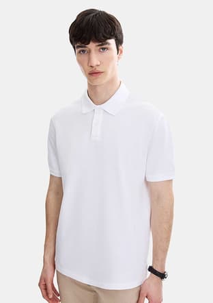 B35S10042 Erkek Beyaz Polo Yaka T-shirt - 3