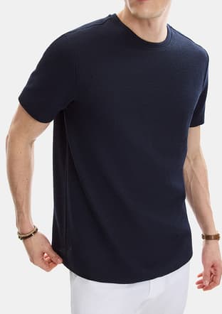 B35S10062 Erkek Lacivert Bisiklet Yaka T-shirt - 3