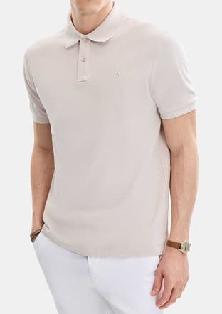 B35S10042 Erkek Bej Polo Yaka T-shirt - 2