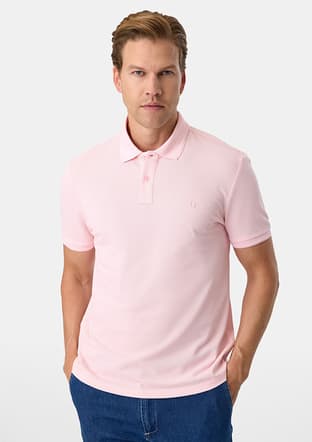 B35S10042 Erkek Pembe Polo Yaka T-shirt - 1