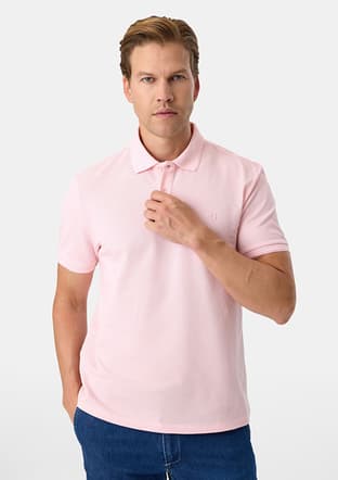B35S10042 Erkek Pembe Polo Yaka T-shirt - 2
