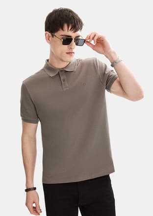B35S10042 Erkek Bej Polo Yaka T-shirt - 2