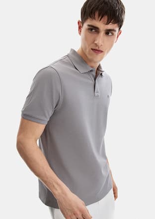 B35S10042 Erkek Gri Polo Yaka T-shirt - 2