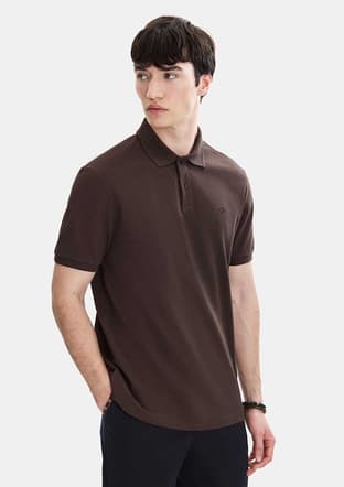 B35S10042 Erkek Kahverengi Polo Yaka T-shirt - 1