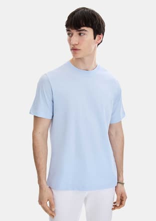 B35S10004 Erkek Mavi Bisiklet Yaka T-shirt - 2