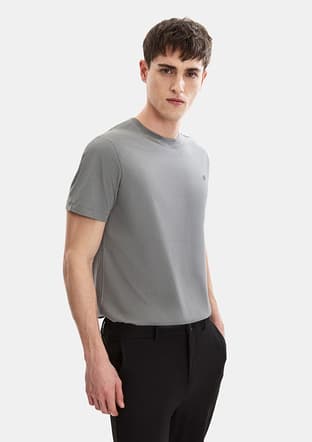B35S10004 Erkek Gri Bisiklet Yaka T-shirt - 2