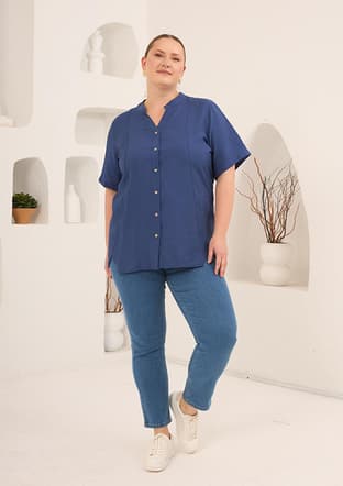 O6844 Kadın Lacivert Bluz - 2