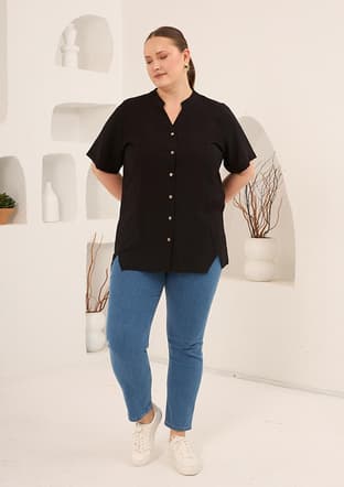 O6844 Kadın Siyah Bluz - 2