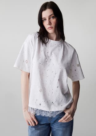 Is1260070098 Kadın Beyaz Desenli T-shirt - 1