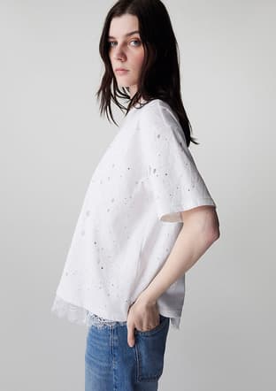 Is1260070098 Kadın Beyaz Desenli T-shirt - 2