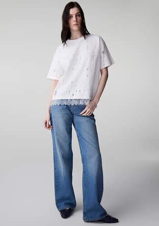 Is1260070098 Kadın Beyaz Desenli T-shirt - 3