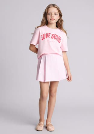 G1776A8Dfb1 Kız Çocuk Pembe Kısa Kol T-shirt - 1