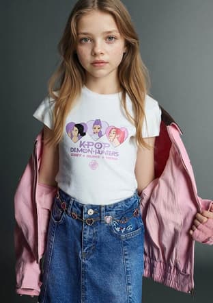 H3843A8Df1 Kız Çocuk Beyaz Kısa Kol T-shirt - 1