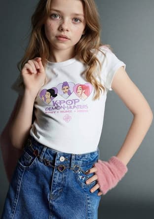 H3843A8Df1 Kız Çocuk Beyaz Kısa Kol T-shirt - 2