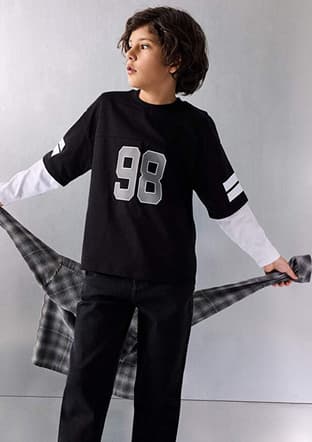 G2482A8Dfa Erkek Çocuk Siyah Uzun Kol T-shirt - 1