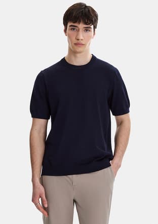 B35S40029 Erkek Lacivert Triko T-shirt - 1