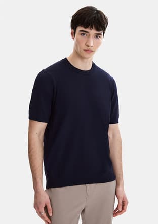 B35S40029 Erkek Lacivert Triko T-shirt - 2