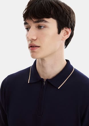 B35S40031 Erkek Lacivert Triko T-shirt - 2