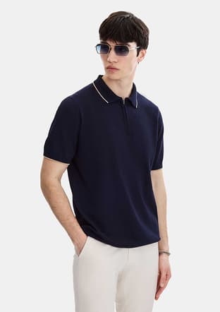 B35S40031 Erkek Lacivert Triko T-shirt - 3