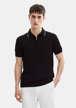 B35S40031 Erkek Siyah Triko T-shirt - 1