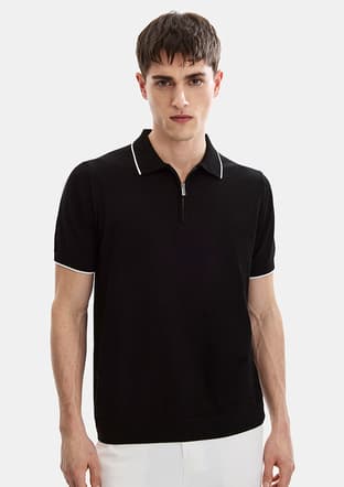 B35S40031 Erkek Siyah Triko T-shirt - 2