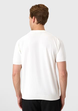 B35S40029 Erkek Beyaz Triko T-shirt - 2