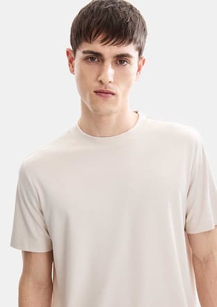 B35S10067 Erkek Beyaz Bisiklet Yaka T-shirt - 1
