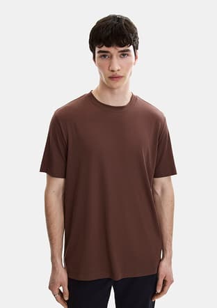 B35S10067 Erkek Kahverengi Bisiklet Yaka T-shirt - 2