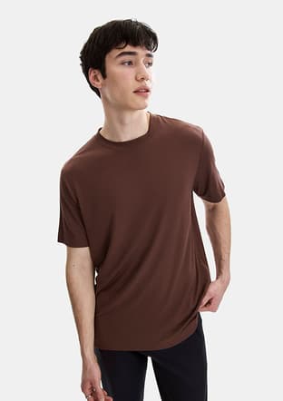 B35S10067 Erkek Kahverengi Bisiklet Yaka T-shirt - 3