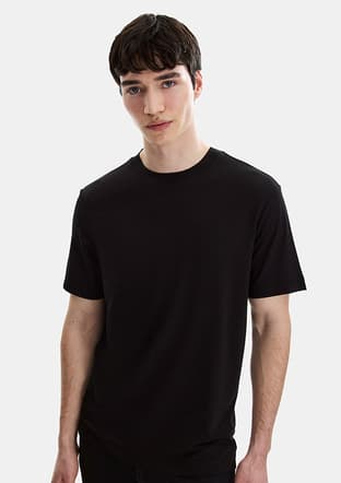 B35S10067 Erkek Siyah Bisiklet Yaka T-shirt - 3