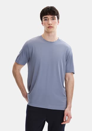 B35S10067 Erkek Mavi Bisiklet Yaka T-shirt - 1