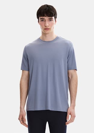 B35S10067 Erkek Mavi Bisiklet Yaka T-shirt - 2