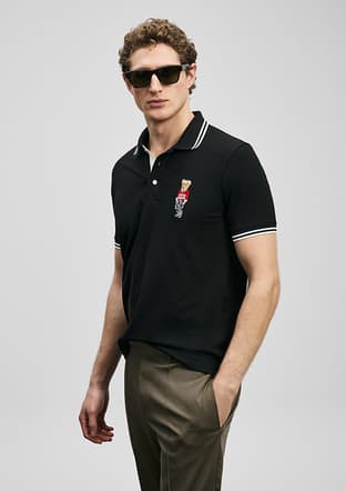 111040245 Erkek Siyah Polo Yaka T-shirt - 1