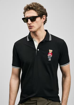 111040245 Erkek Siyah Polo Yaka T-shirt - 3