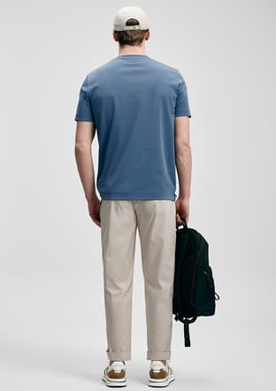111020322 Erkek Mavi Baskılı T-shirt - 2