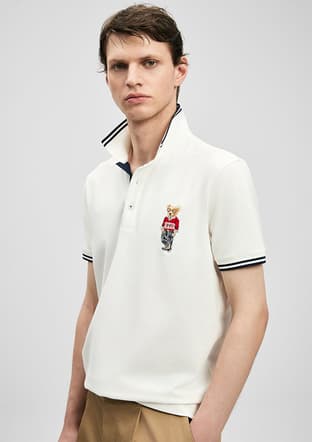 111040245 Erkek Beyaz Polo Yaka T-shirt - 1