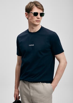 111020322 Erkek Lacivert Baskılı T-shirt - 1
