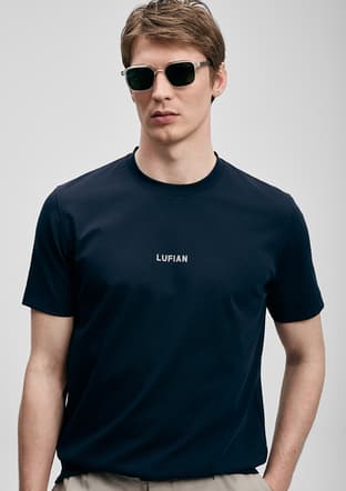 111020322 Erkek Lacivert Baskılı T-shirt - 3