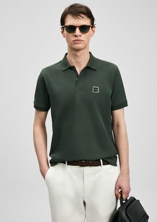 111040233 Erkek Yeşil Polo Yaka T-shirt - 1