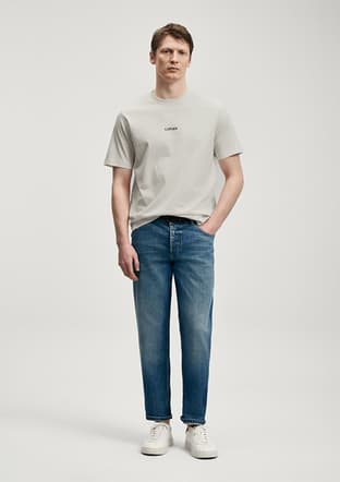 111020322 Erkek Bej Baskılı T-shirt - 3