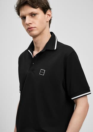 111040232 Erkek Siyah Polo Yaka T-shirt - 1