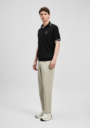 111040232 Erkek Siyah Polo Yaka T-shirt - 2