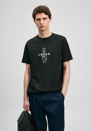 111020307 Erkek Siyah Baskılı T-shirt - 1