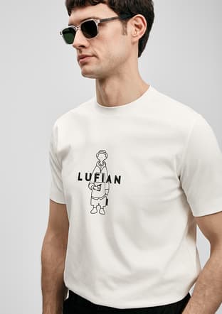 111020307 Erkek Beyaz Baskılı T-shirt - 3