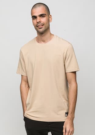 Joe41420 Erkek Bej Bisiklet Yaka T-shirt - 1