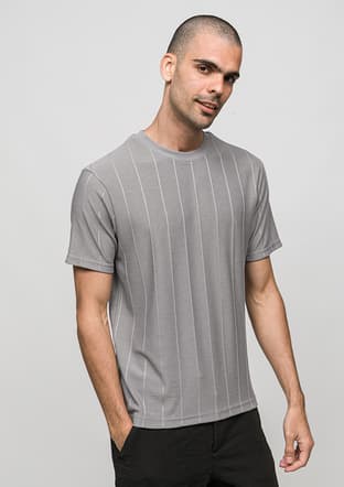 Joe42030 Erkek Gri Bisiklet Yaka T-shirt - 2