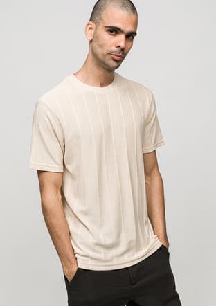Joe42030 Erkek Bej Bisiklet Yaka T-shirt - 2