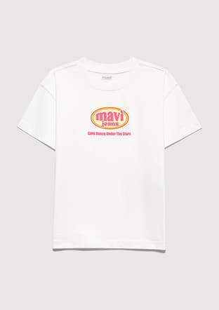 M7610391-70057 Kız Çocuk Beyaz Baskılı T-shirt - 1