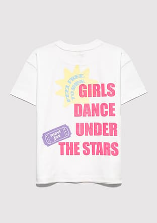 M7610391-70057 Kız Çocuk Beyaz Baskılı T-shirt - 2