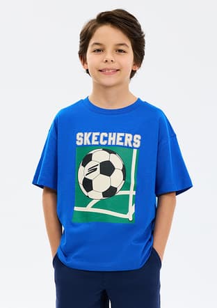 Sk2610079-0748 Erkek Çocuk Mavi Oversize T-shirt - 3